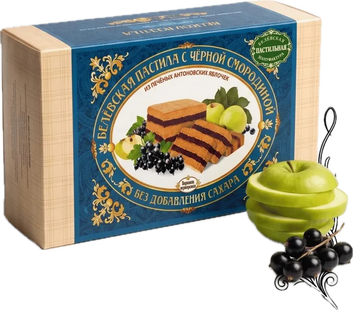 Белёвская пастила с чёрной смородиной без сахара, 180 г